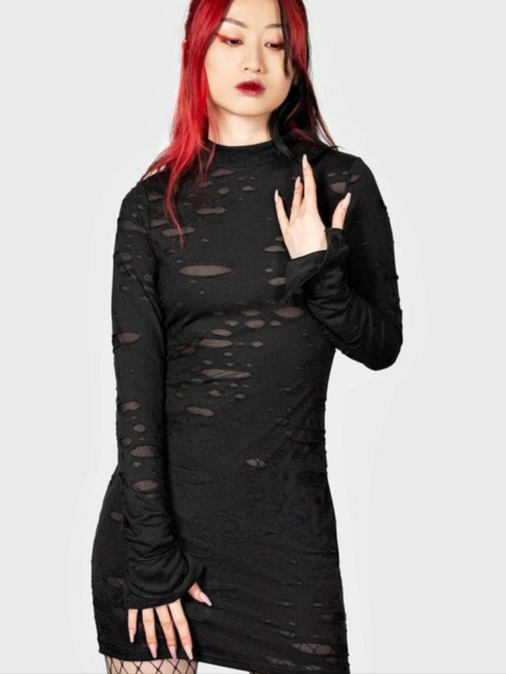 Killstar Badlands Midi Dress Black Distressed Mini Dress